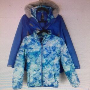 Kids Blue Patterned Winter Jacket - Lightweight Insulated Coat